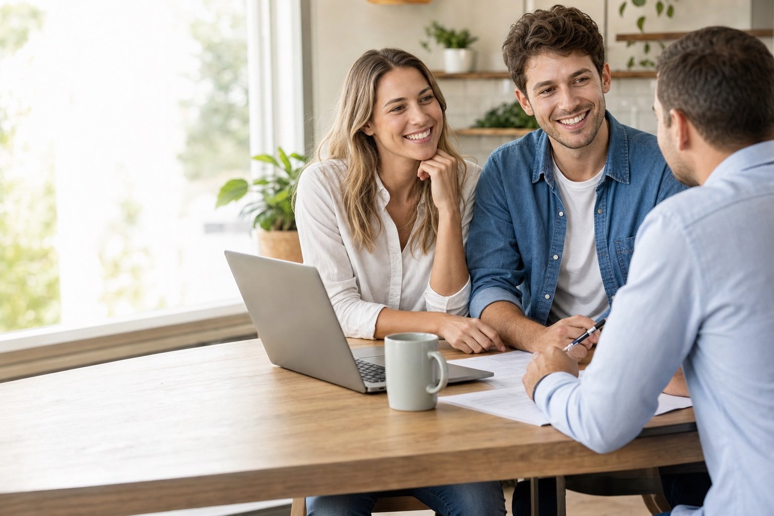 A couple discussing their mortgage plans with an adviser
